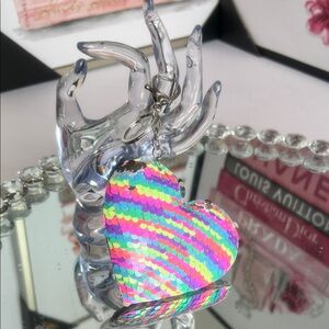 Colorful Sequin Heart Keychain or bag charm